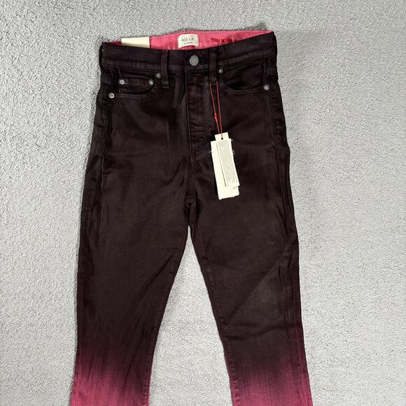 NWT AO L.A High Rise Ankle Skinny Jeans Alice + Olivia Wine/Bubblegum Size 26 - Picture 2 of 15
